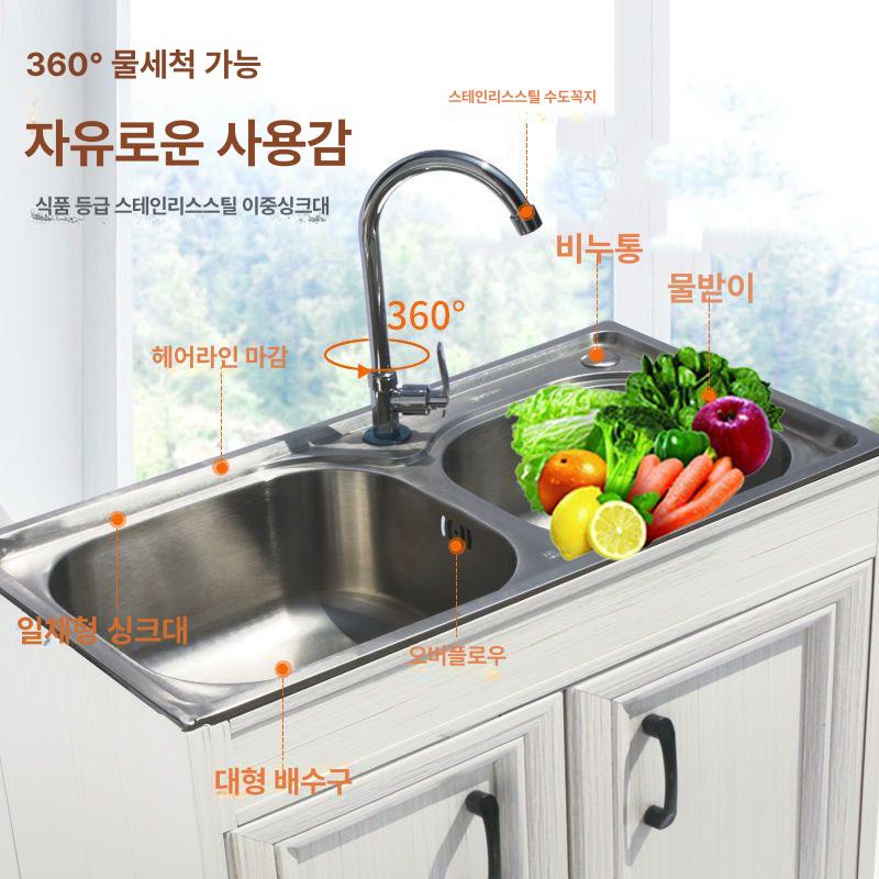 화이트 간이싱크대 주방 탕비실 수도꼭지 원룸 부엌 베란다 다용도싱크대 펜션 카페 - 상세 이미지 2