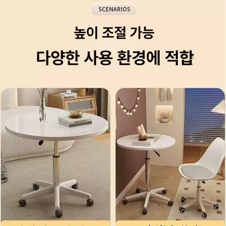 테이블 바퀴달린 이동식 원형 사무실 카페 소파 침대 사이드테이블 원탁 협탁 간이 리프트 - 상세 이미지 5