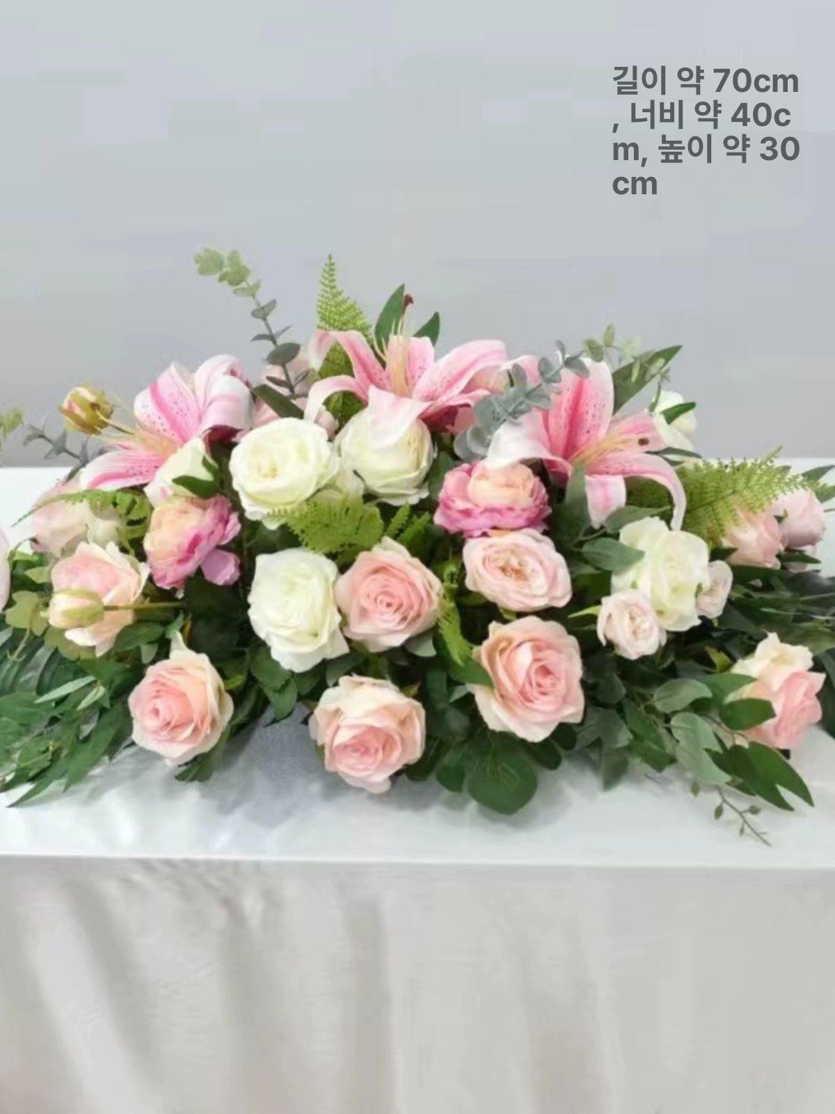 대형 테이블 조화 회의실 인테리어 연회장 장식품 웨딩 행사장 소품 샴페인화이트 - 상세 이미지 5