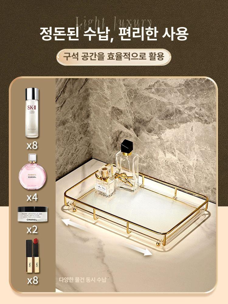 골드프레임 세라믹 화장품 트레이 정리대 선반 마블 - 상세 이미지 4