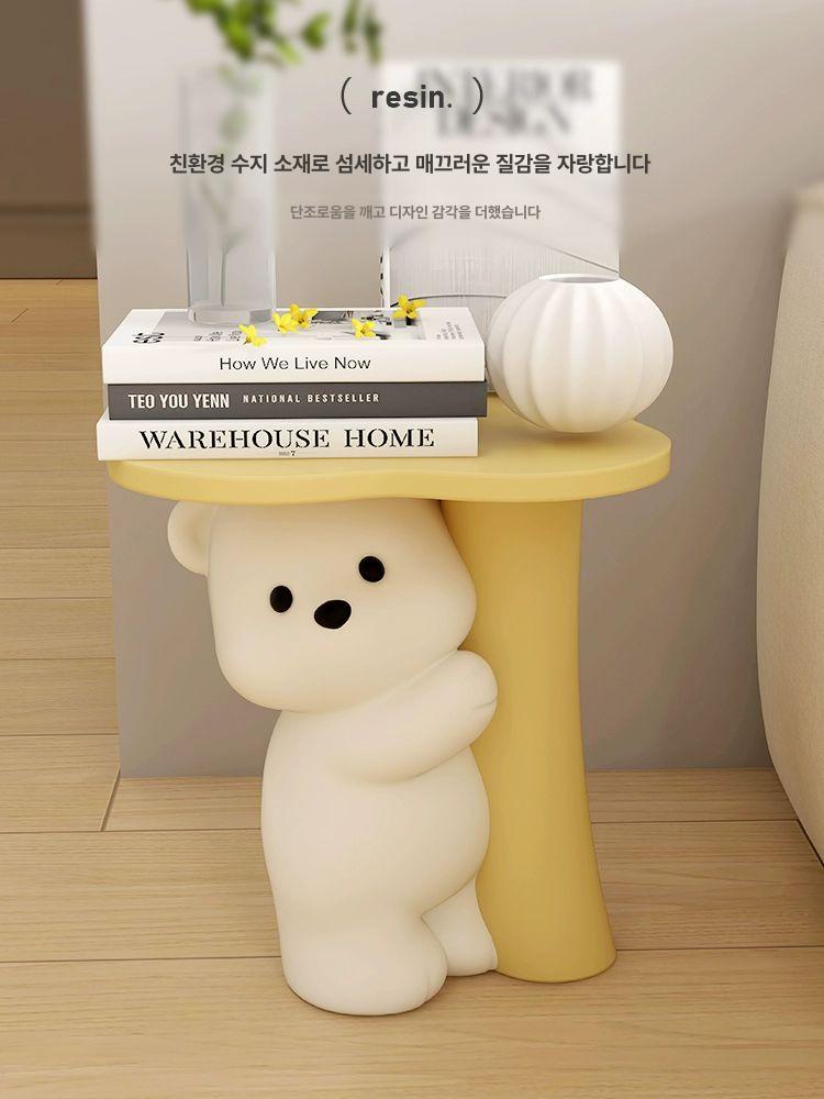 곰돌이 사이드테이블 침실 귀여운 선물 수납 협탁 소파 보조 북극곰 장식 간이테이블 - 상세 이미지 5