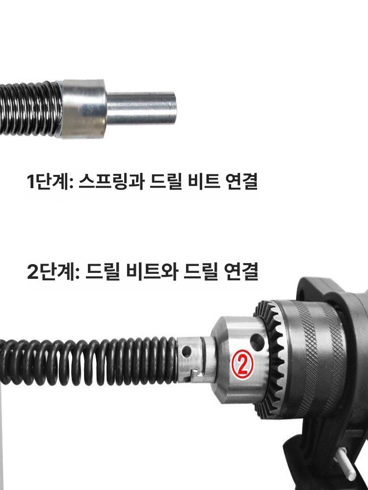 싱크드릴 전동스프링청소기 파이프 소통 전기 가정용 드레인 배수구 화장실 클리닝 - 상세 이미지 2