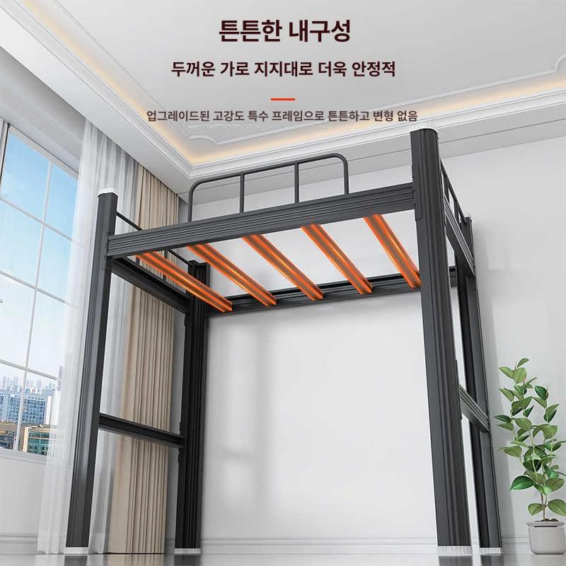 이층 좌식벙커침대 학생용 복층 계단형 기숙사 로프트 베드 수납형 침대프레임 왼쪽 - 상세 이미지 3