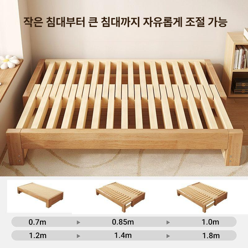 확장형 침대 슬라이딩 원목 깔판 저상형 베드프레임 매트리스 간이베드 소파베드 - 상세 이미지 5