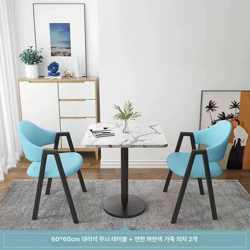 2인 티테이블 카페 사각 골드스틸 테이블 탁자 데코 인테리어 핸즈 커피숍 블랙스틸 원목 - 상세 이미지 4