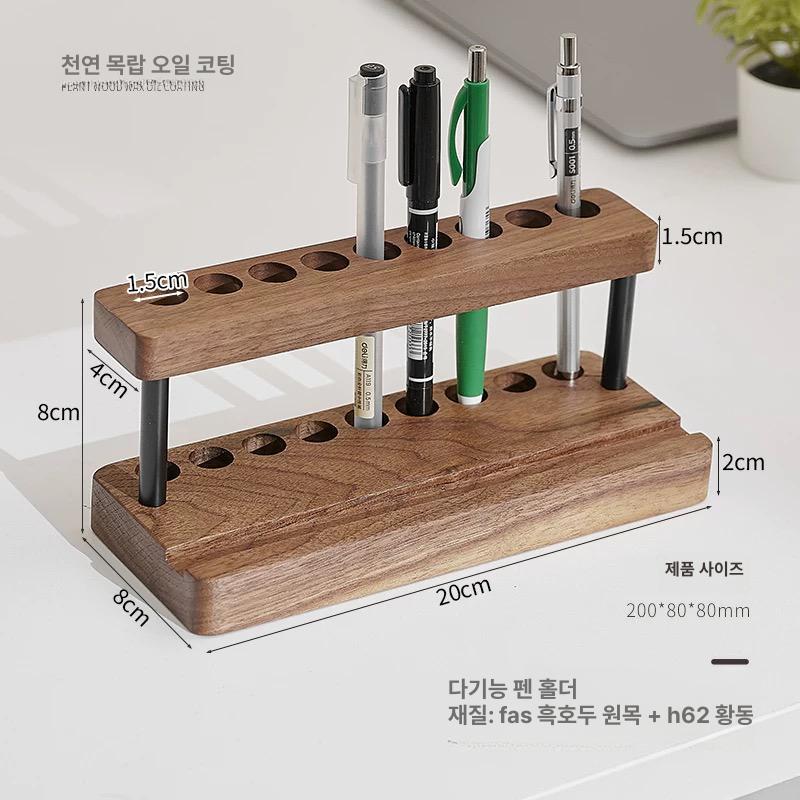 만년필 거치대 원목 고급 사무실 트레이 정리함 연필 홀더 사무용 보관함 꽃이 펜 골드 - 상세 이미지 4