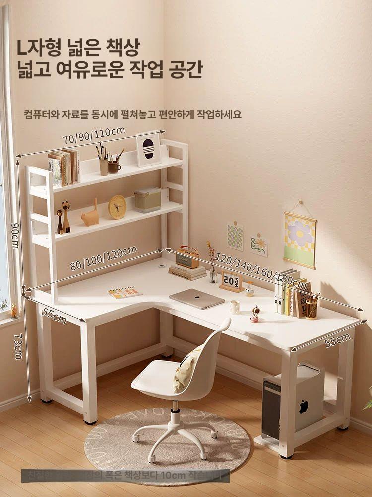 L자형 ㄱ책상 원목 데스크 왼쪽 컴퓨터 공부 사무실 좌측 나뭇결 기역자 코너형책상 - 상세 이미지 2