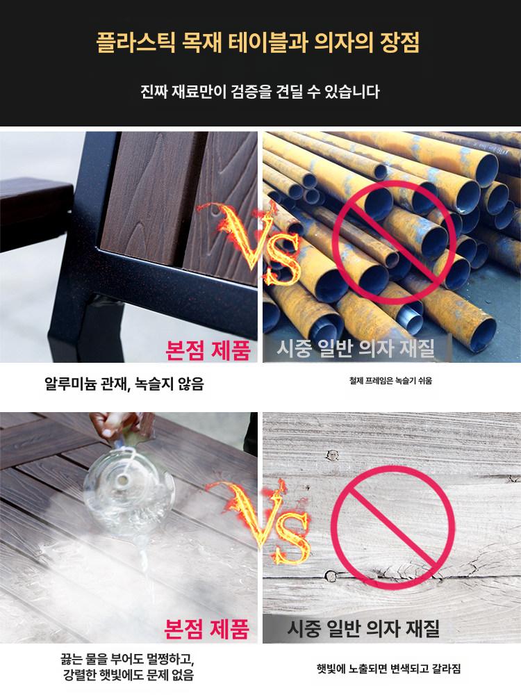 정원 테이블 파라솔 야외 의자테이블 원목 가든 스텐 야외용테이블 루프탑 편의점 우드 - 상세 이미지 3