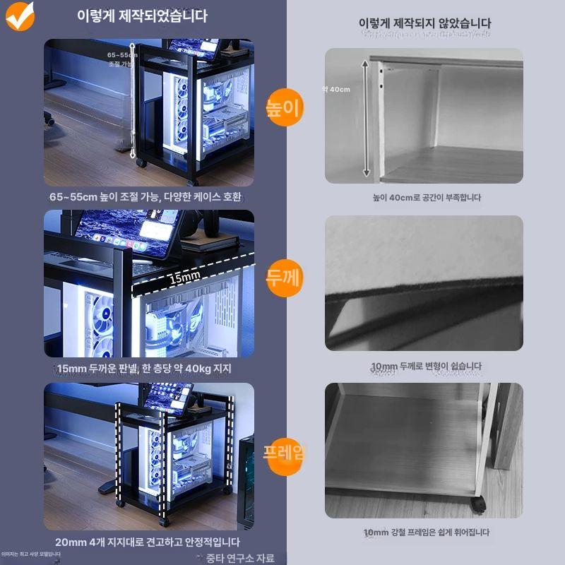 사무실 본체거치대 받침 컴퓨터본체 랙 보드 프레임 고정형 표준형 바퀴형 원목선반 - 상세 이미지 2