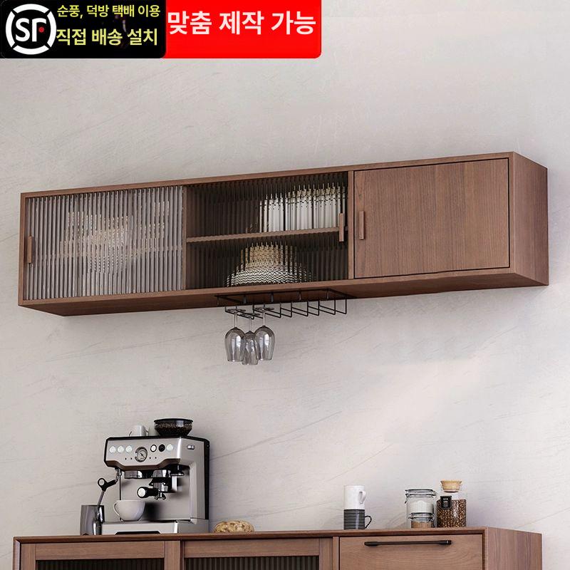 원목 벽 캐비닛 거실 상부장 수납장 미닫이 찬장 주방 - 상세 이미지 2