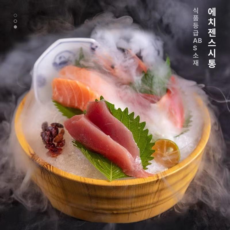 드라이아이스 회접시 사시미 플레이팅 식기 생선회 냉식 얼음 화산 모양 횟집 그릇 - 상세 이미지 4