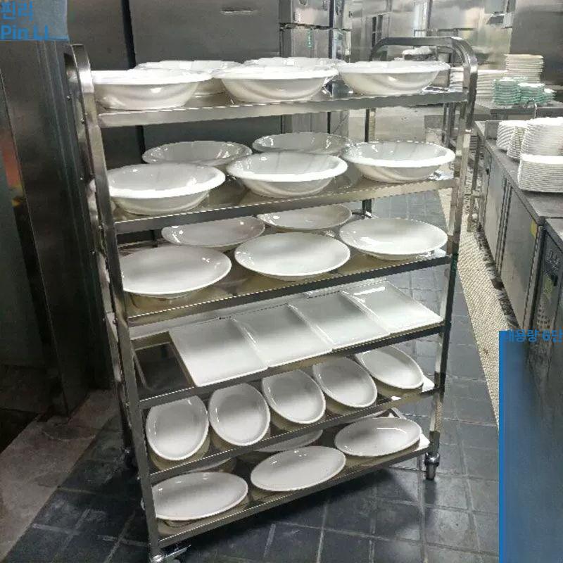 휴게소 퇴식대 업소용 4단 보관함 호텔 다이닝 선반 식당차 잔반처리 식당용품 쟁반 - 상세 이미지 2