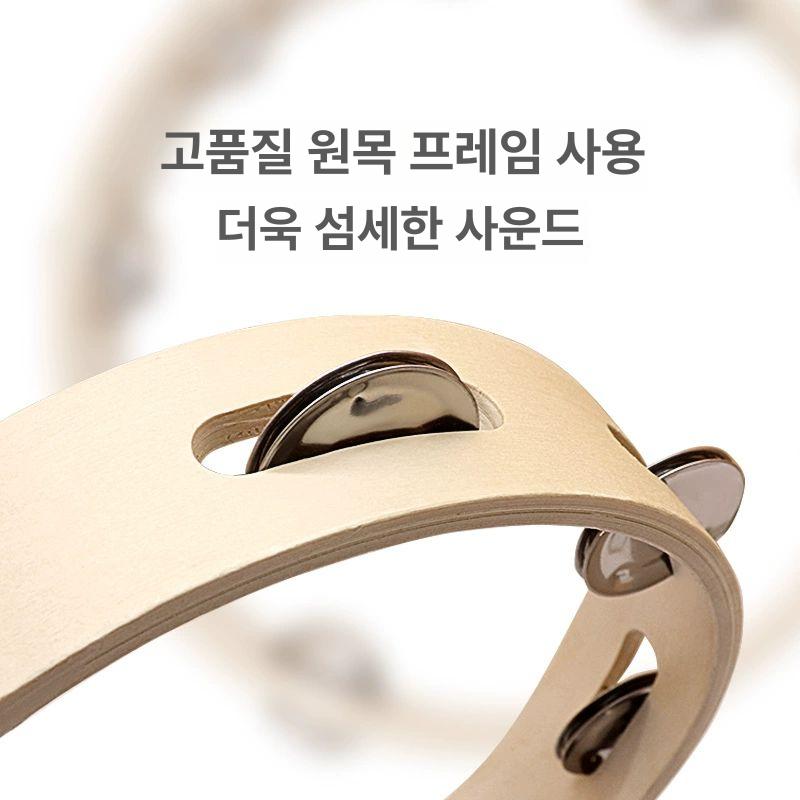 핸드메이드 탬버린 우드 음악 직경 링 타악기 핸드헬드 벨 후프 징글스 목재 - 상세 이미지 5