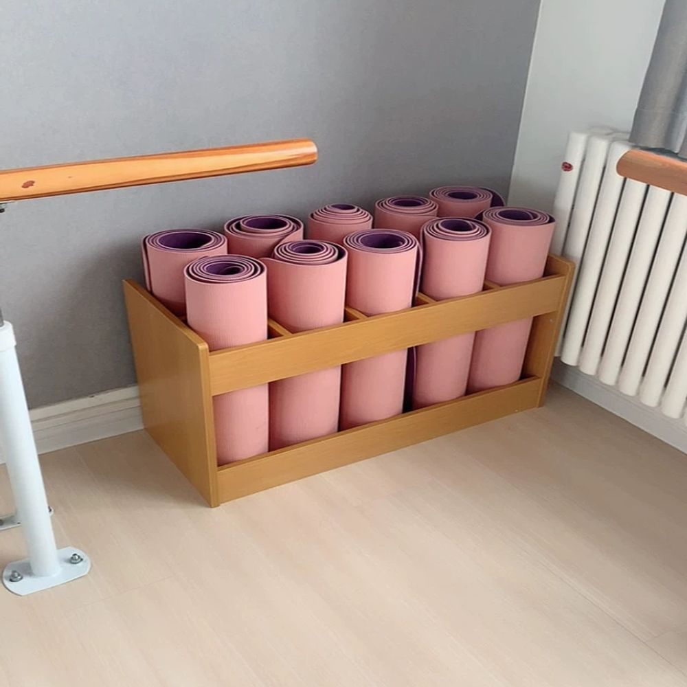 요가매트 정리함 수납장 정리대 헬스장 보관함 칸 필라테스 거치대 수납함 너도밤나무 - 상세 이미지 5