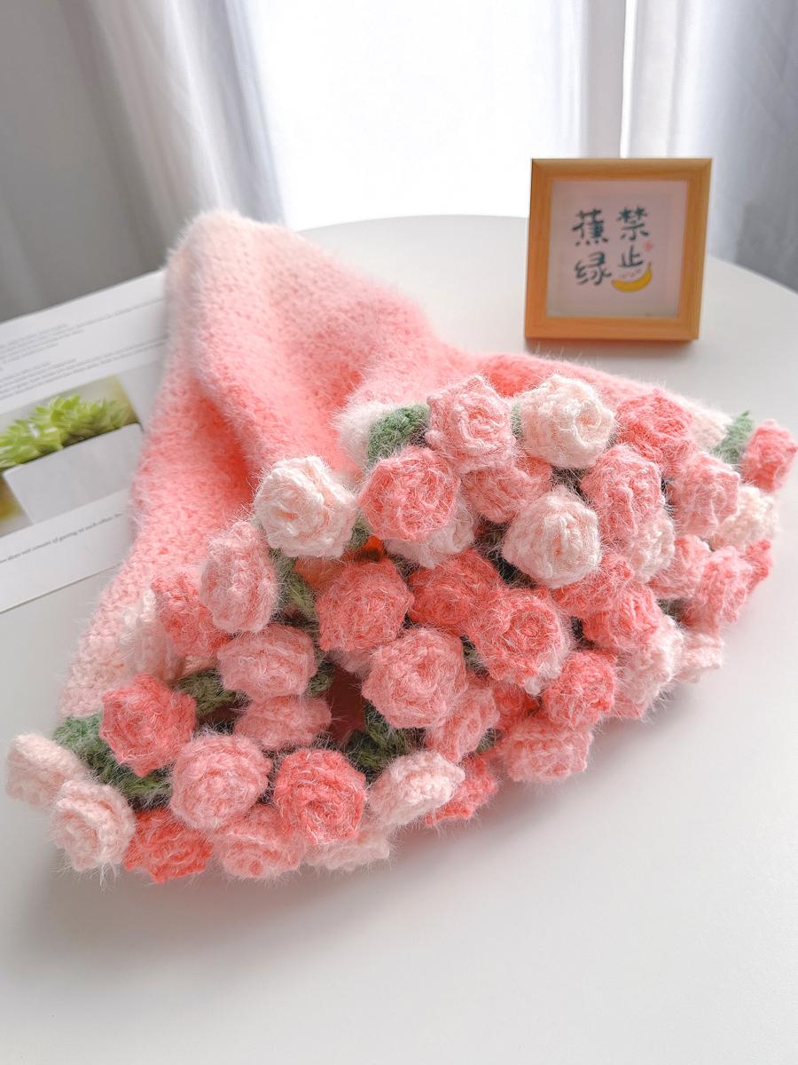 꽃다발 담요 뜨개 친구 뜨게꽃 수제 꽃다발담요 패키지 러그 옐로우꽃 완제품 손뜨개 장미꽃 - 상세 이미지 5