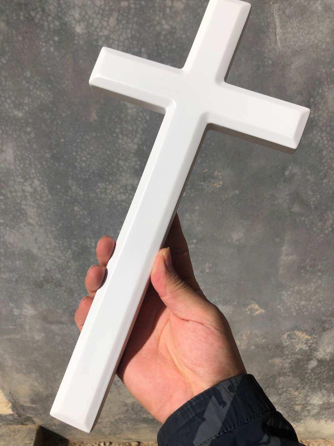 화이트 원목 십자가 가정용 가톨릭 흰색 크로스 항목 모던 기독교 나무 장식 높이 벽장식 - 상세 이미지 4