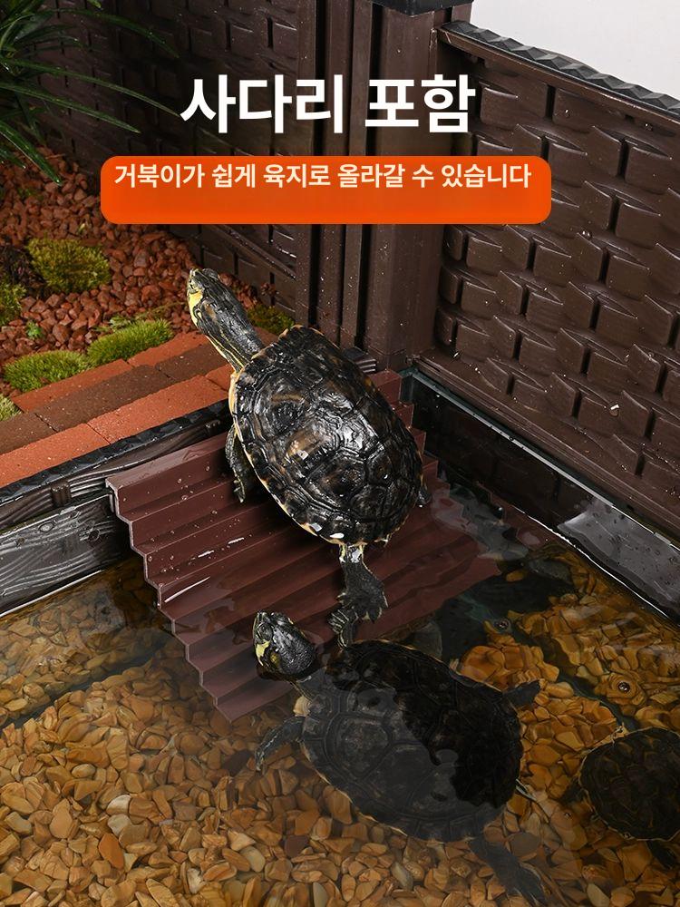 이동식 거북이 사육장 케이지 육지 테라리움 쉼터 가정용 반수생 일광욕 배수형 오픈 - 상세 이미지 5