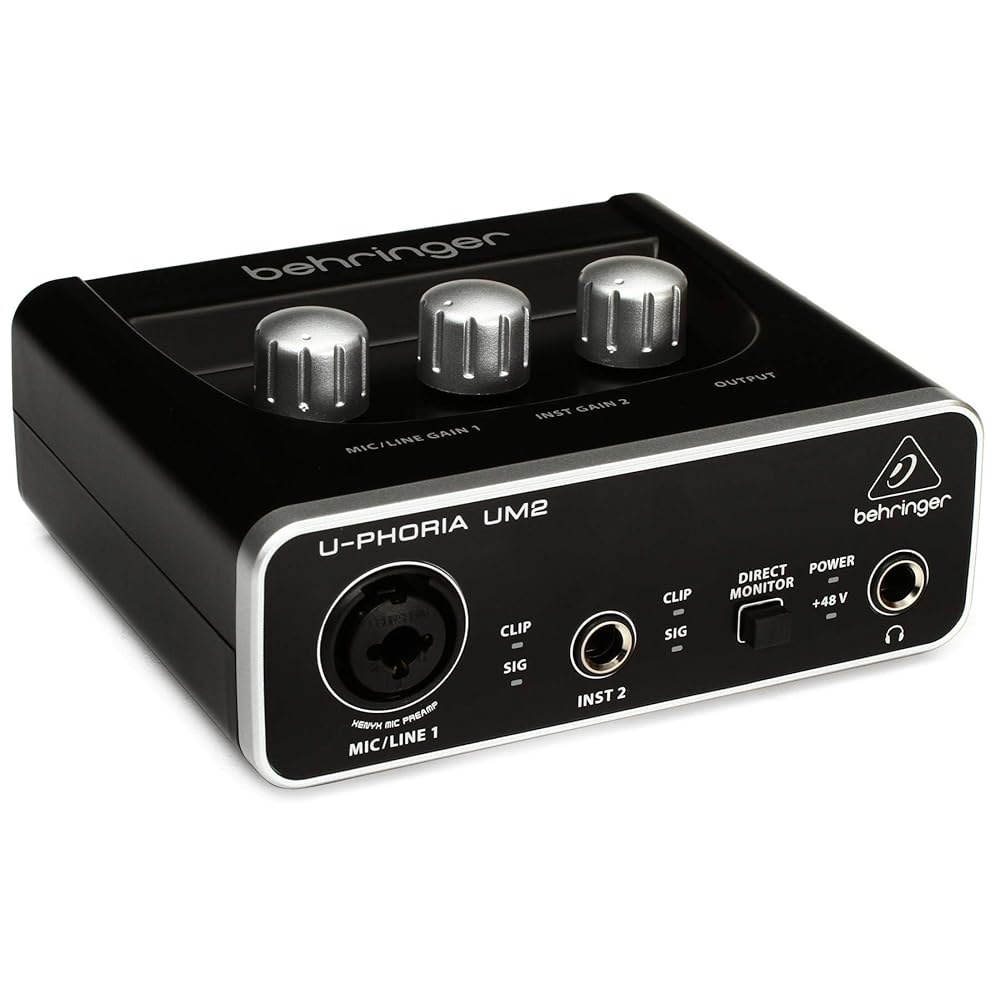 마이크 및 악기 녹음을 위한 XENYX 프리앰프가 있는 Behringer U-PHORIIA UM2 오디오 파일 2x2 USB 인터페이스 1-Channel - 상품 이미지