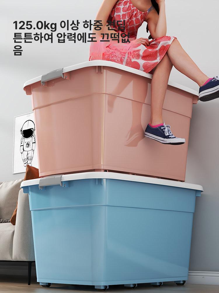 대형 리빙박스 플라스틱 투명 정리 옷 옷장 장난감 다용도 수납정리함 폴딩 팬트리 손잡이 - 상세 이미지 3