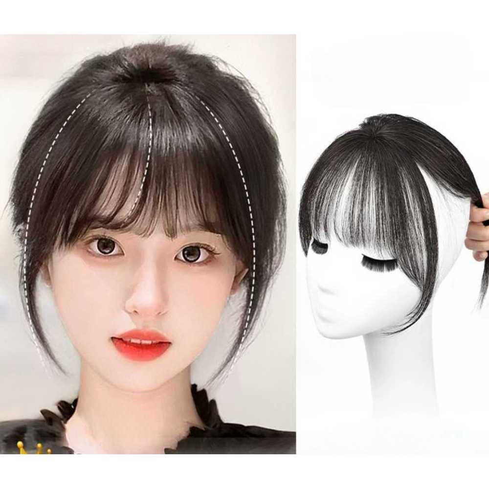 앞머리 히메컷 스타일링 인모 옆머리 피스 여성 웨이브 볼륨 똑딱이 풀뱅 - 상품 이미지