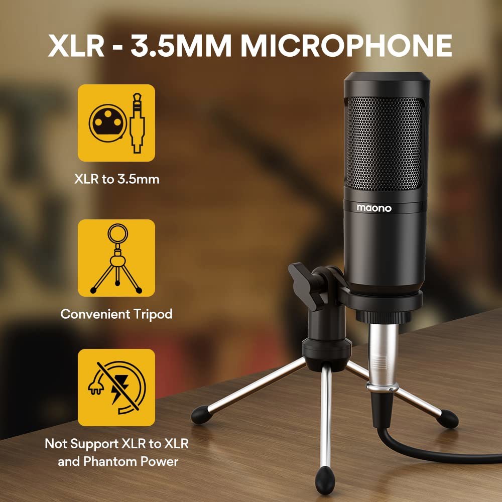 라이브 스트리밍, 녹음, PC, 스마트폰, DJ 캐스터 라이트(AU-AM200-S1)를 위한 3.5mm 마이크가 장착된 MAON 팟캐스트 장비 번들 오디오 믹서 올인원 프로덕션 - 상세 이미지 2