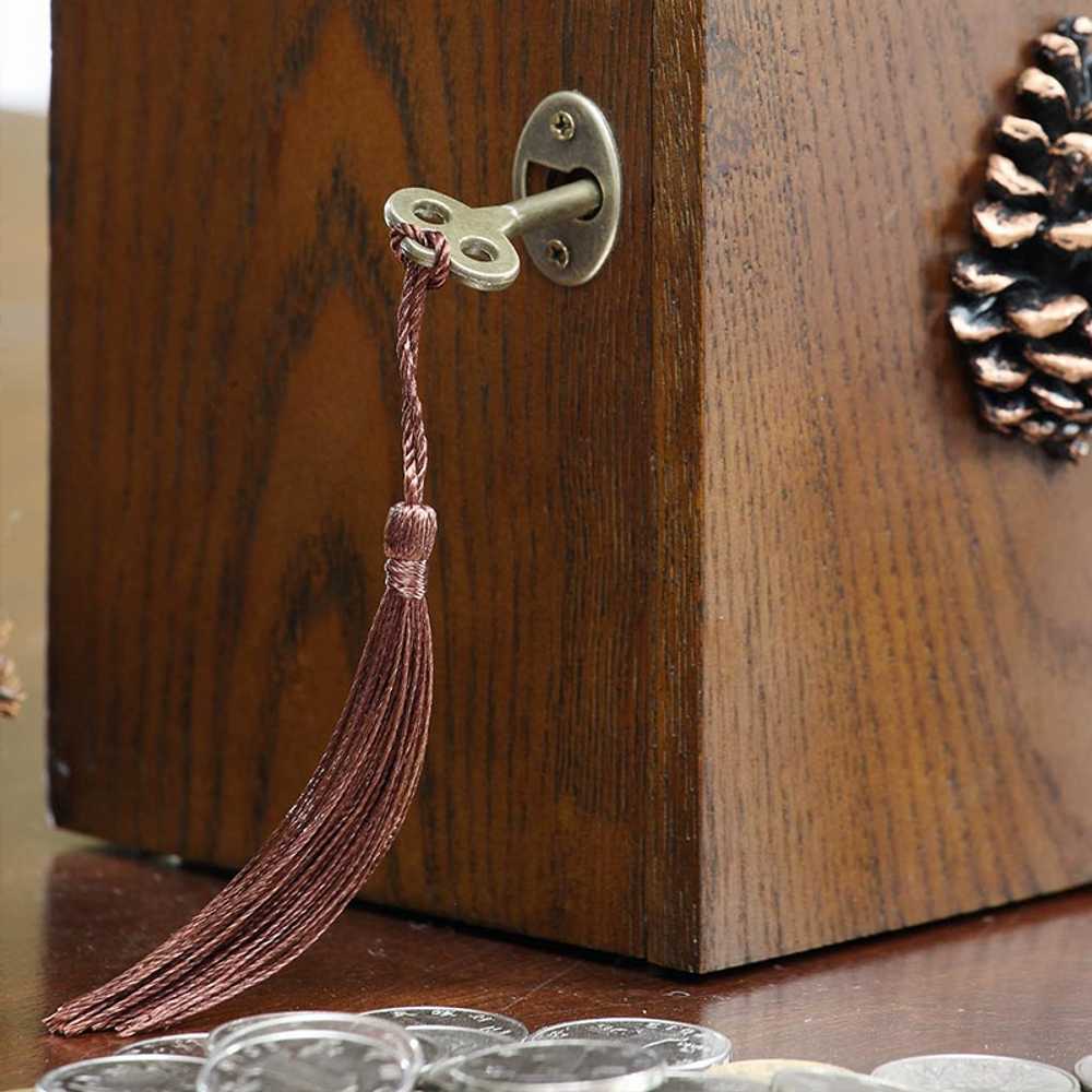 원목 아이방 돈통 금고통 선물 자물쇠 돼지 잠금장치 수납 인테리어 지폐저금통 고급 - 상세 이미지 3