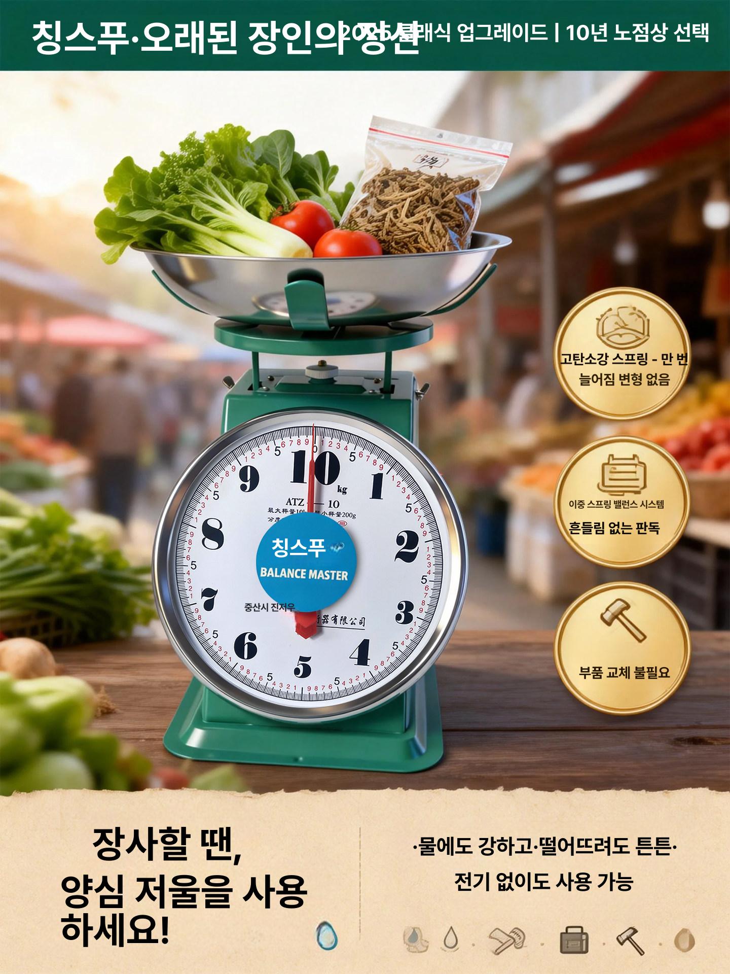 아날로그 저울 바늘 업소용 가정용 모델명품번 바늘저울 스테인레스 시장 주방 앉은뱅이 - 상세 이미지 2