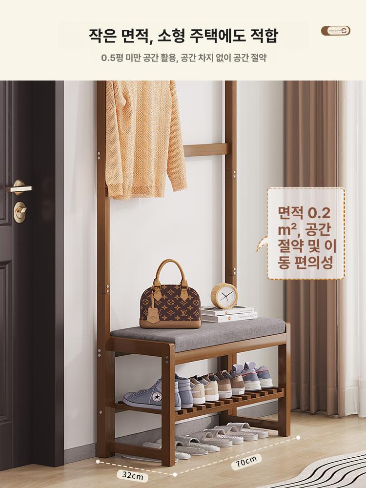 현관 신발정리 스툴 의자 원목 수납벤치 신발장 북유럽 스타일 원룸 정리대 선반 - 상세 이미지 5