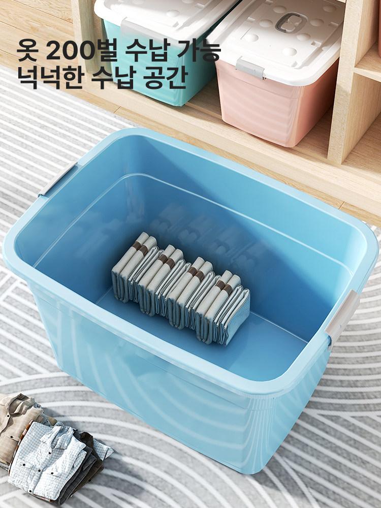 대형 리빙박스 플라스틱 투명 정리 옷 옷장 장난감 다용도 수납정리함 폴딩 팬트리 손잡이 - 상세 이미지 4