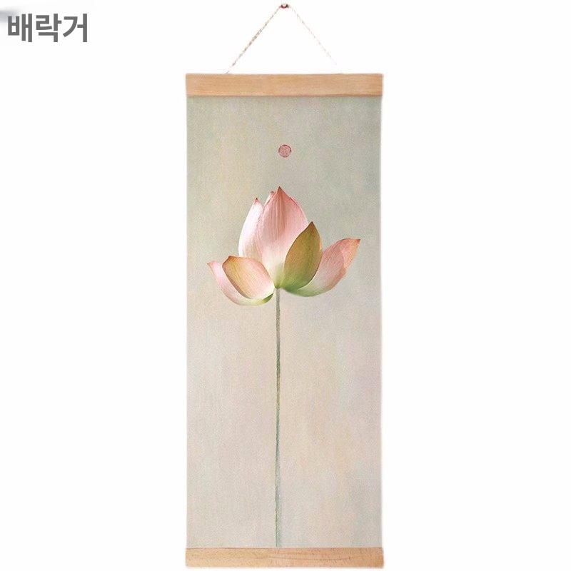 단아 족자 연꽃 거실 너비 패널 컬러 세로형 인테리어 높이 - 상세 이미지 5