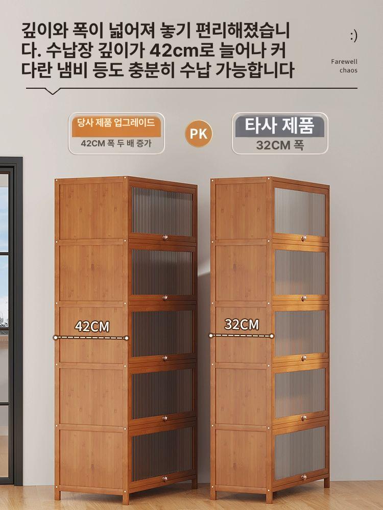 수납장 그릇장식장 1단 선반장 홈카페 서랍장 유리문 캐비닛 양념통 받침대 틈새장 이미지 6