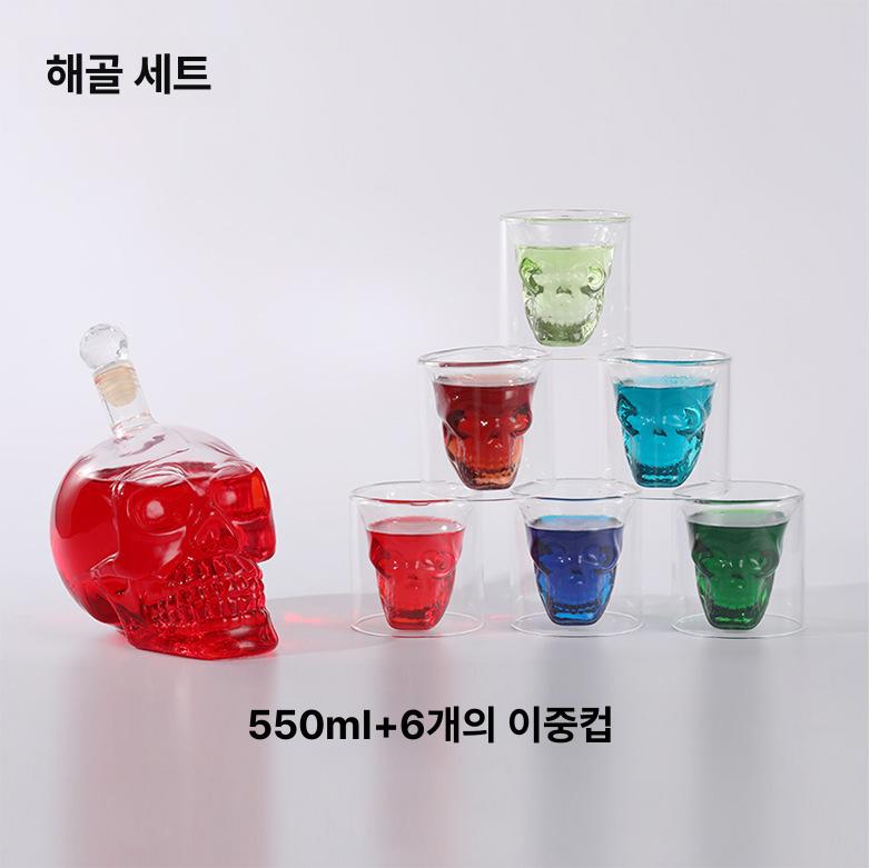 해골컵 위스키잔 이중유리잔 파티 이중유리컵 소주잔 디자인술잔 샷잔 언더락잔 - 상세 이미지 4