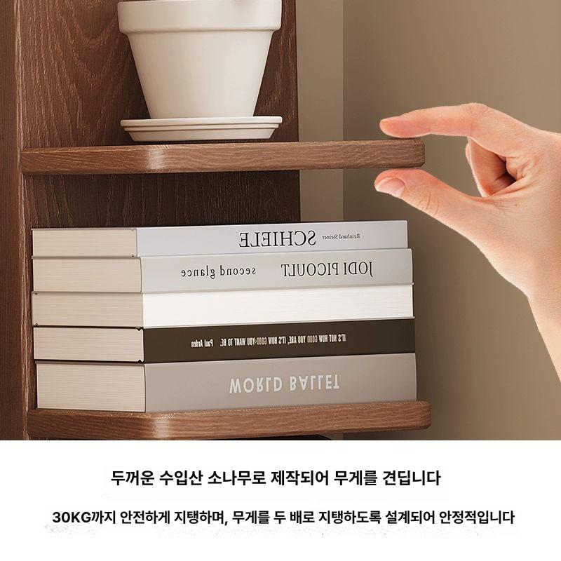 북카페 북카트 거실 서재 원형 책꽂이 틈새회전책장 선반 트롤리 책수납장 직경 - 상세 이미지 4