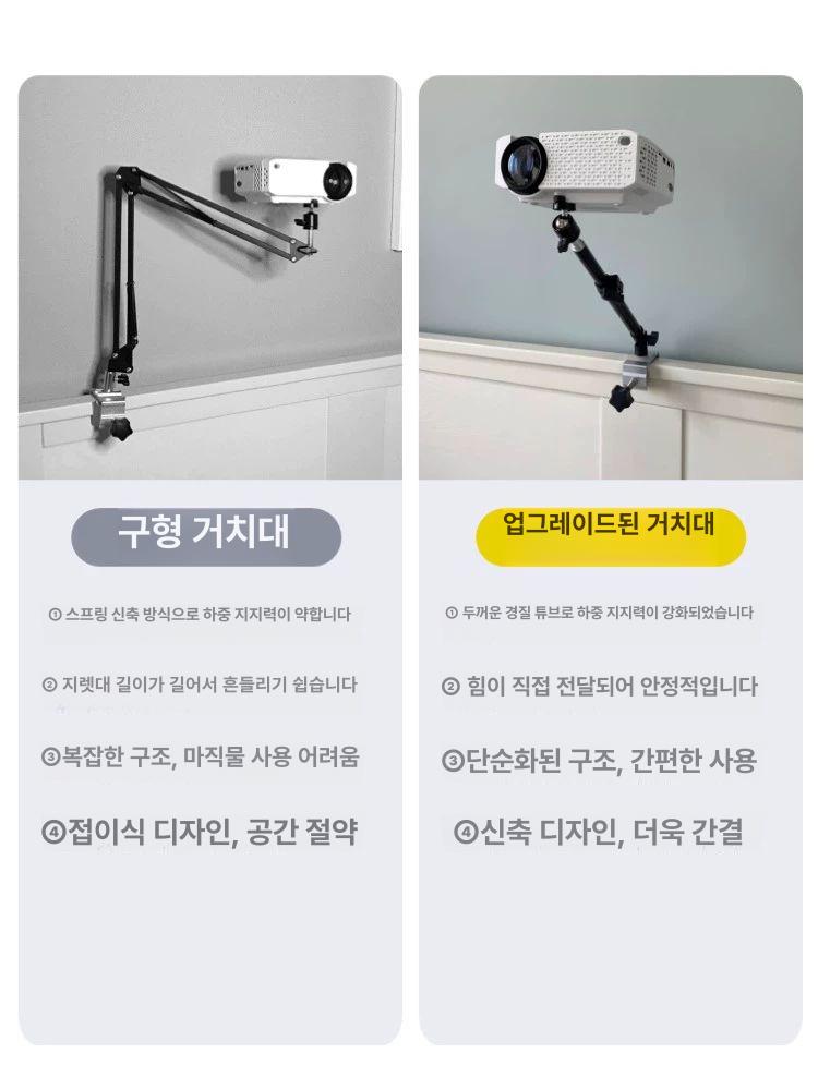 클립형 빔프로젝터거치대 자바라 침대용 브라켓 홀더 신축형 무펀치 지지대 받침대 - 상세 이미지 5