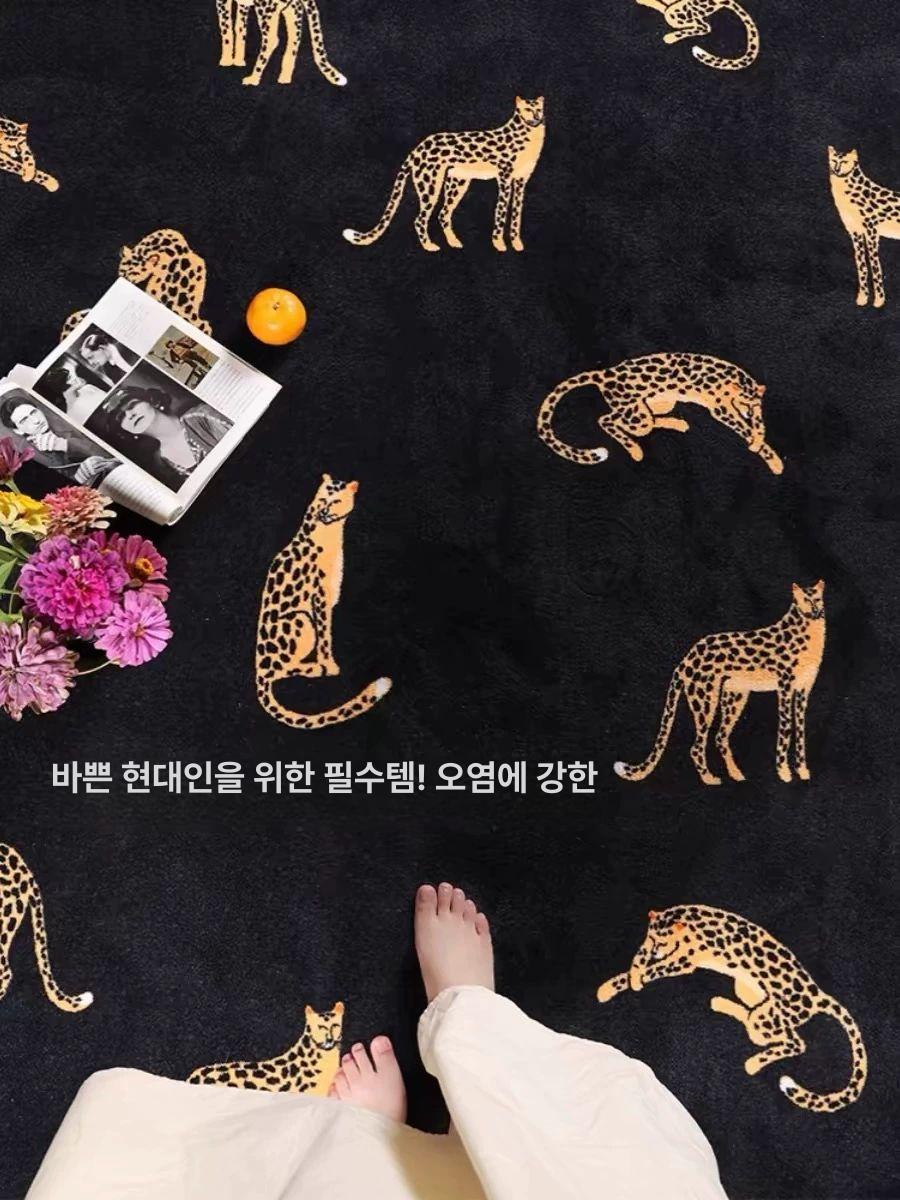 호랑이 카펫 사각 거실 바슬루크 단모 백호 레오퍼드 표범 - 상세 이미지 4