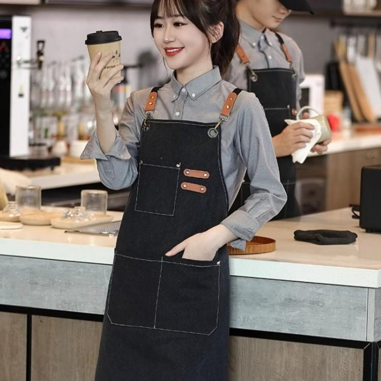 미술용 앞치마 성인용 내츄럴 에이프런 긴 미술용앞치마성인 순면직물 공방용 유화 미술앞치마 - 상품 이미지
