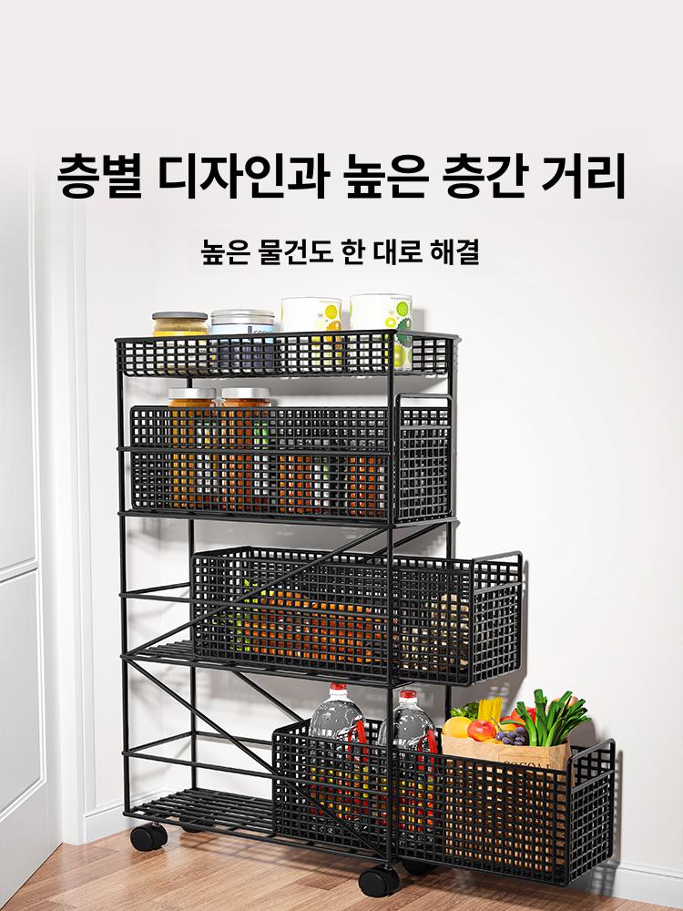 슬라이딩 이동식트롤리 주방 카트 바퀴 틈새 다층 수납장 선반 다용도 수납함 보관함 - 상세 이미지 2