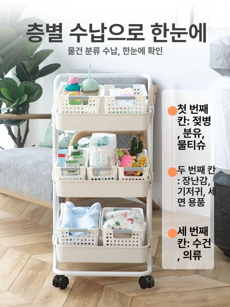팬트리 이동식트롤리 수납장 정리 틈새 펜트리선반 다용도 서랍 벽 트롤리수납함 - 상세 이미지 4