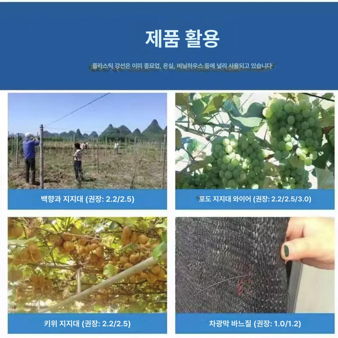 농업용 와이어 강철 지지대 코팅와이어 고정 플라스틱 와이어로프 포도 비닐하우스 온실 끈 - 상세 이미지 5