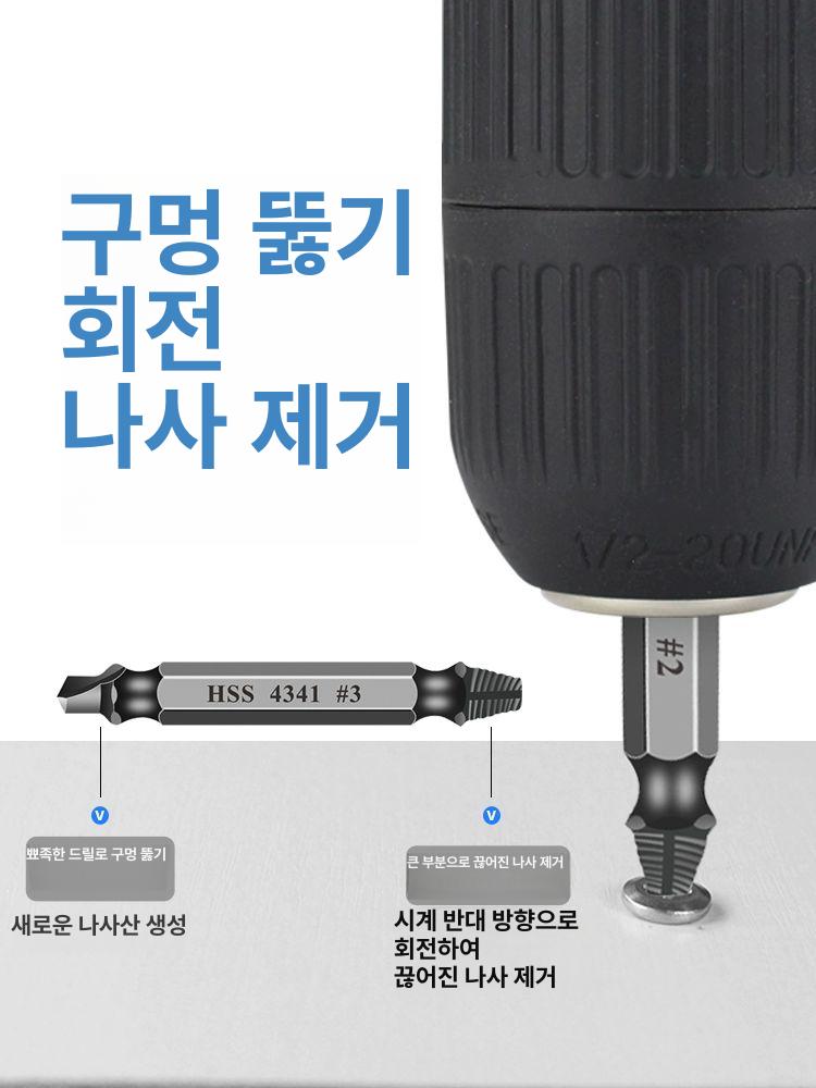 나사제거기 스크류추출기 티타늄 백탭 드릴비트 너트 볼트 파손 나사빼기 공구 반대 - 상세 이미지 3