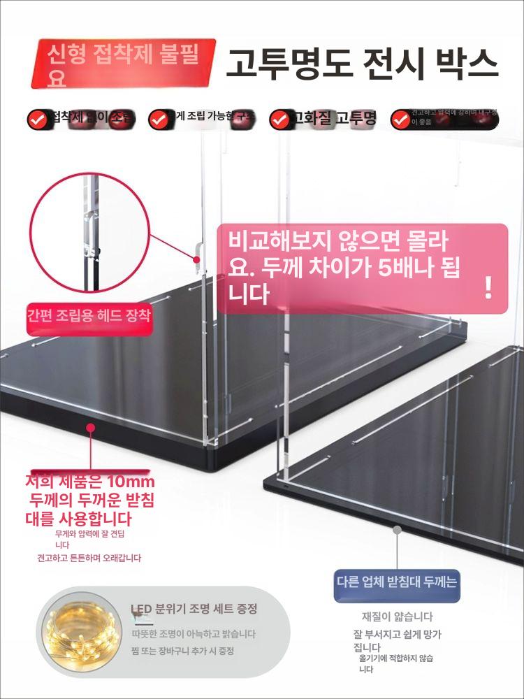 전시용 아크릴케이스 보관함 쇼케이스 아크릴장식장 진열 상자 투명아크릴박스 정리함 - 상세 이미지 2
