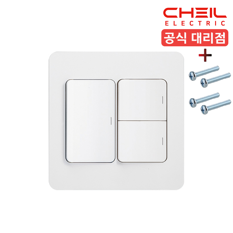 제일 디아트 3구 스위치 정사각 전등 스위치 커버 단로 화이트 - 상세 이미지 2