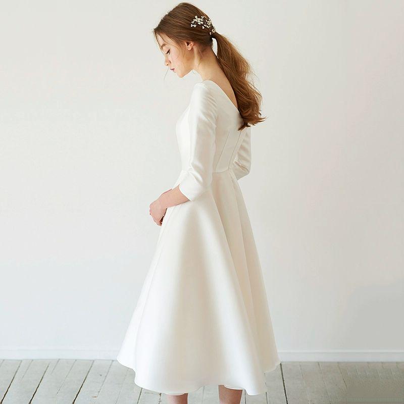 보트넥 웨딩드레스 돌잔치 블랙드레스 원피스 셀프웨딩 웨딩촬영 스냅촬영 신혼 - 상세 이미지 3