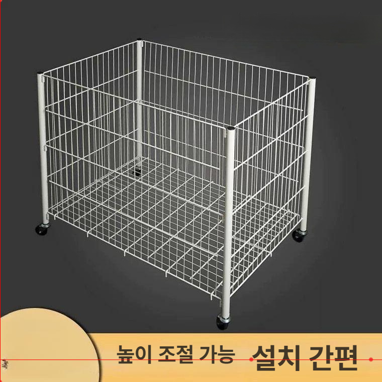 이동식 스틸망 빨래바구니 판매진열대 선반 다용도 트롤리 매대 가판대 정리 사각 - 상세 이미지 2