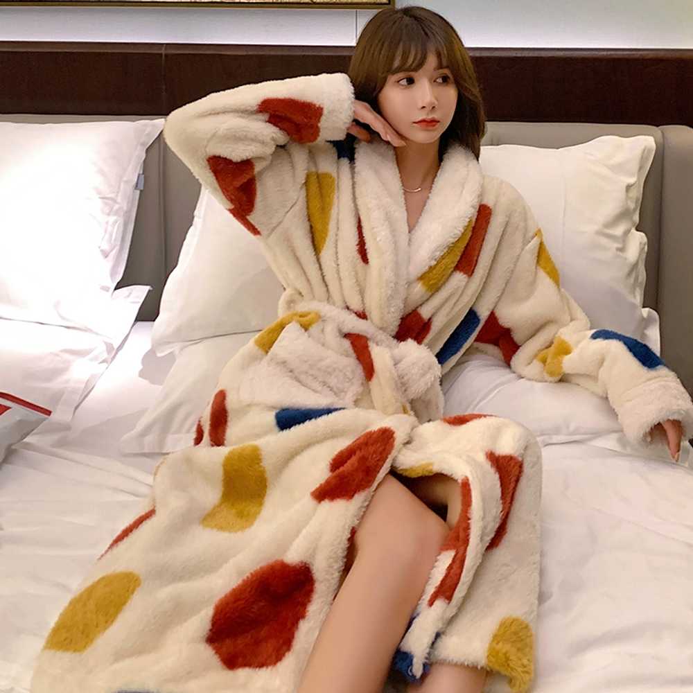 여성 목욕 남자 라운지 여행 후드 극세사샤워가운 부드러운 호텔 로브 원피스형 - 상세 이미지 3