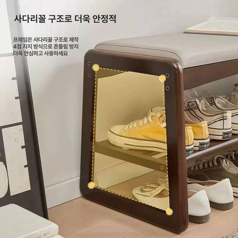 현관 벤치 패브릭 낮은 쇼파발받침 원목 수납장 긴의자 북유럽 신발장 신발 낮은의자 쇼파 - 상세 이미지 4