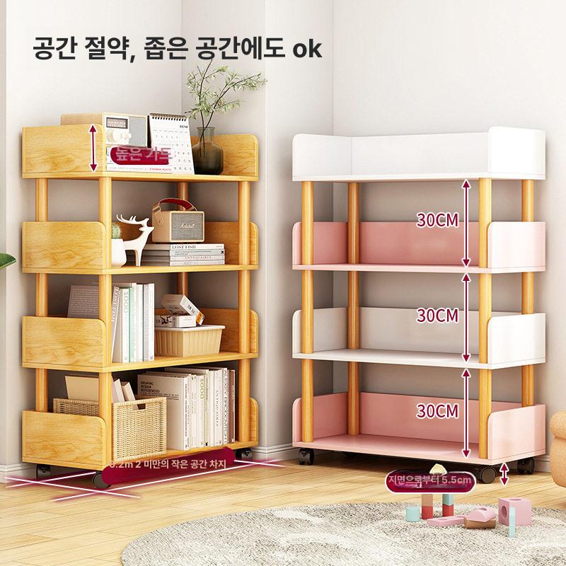 북카트 책장 이동식 회전 운반카트 북트레이 서점 트롤리 미니책꽂이 웨건 회전책장 바퀴 - 상세 이미지 2
