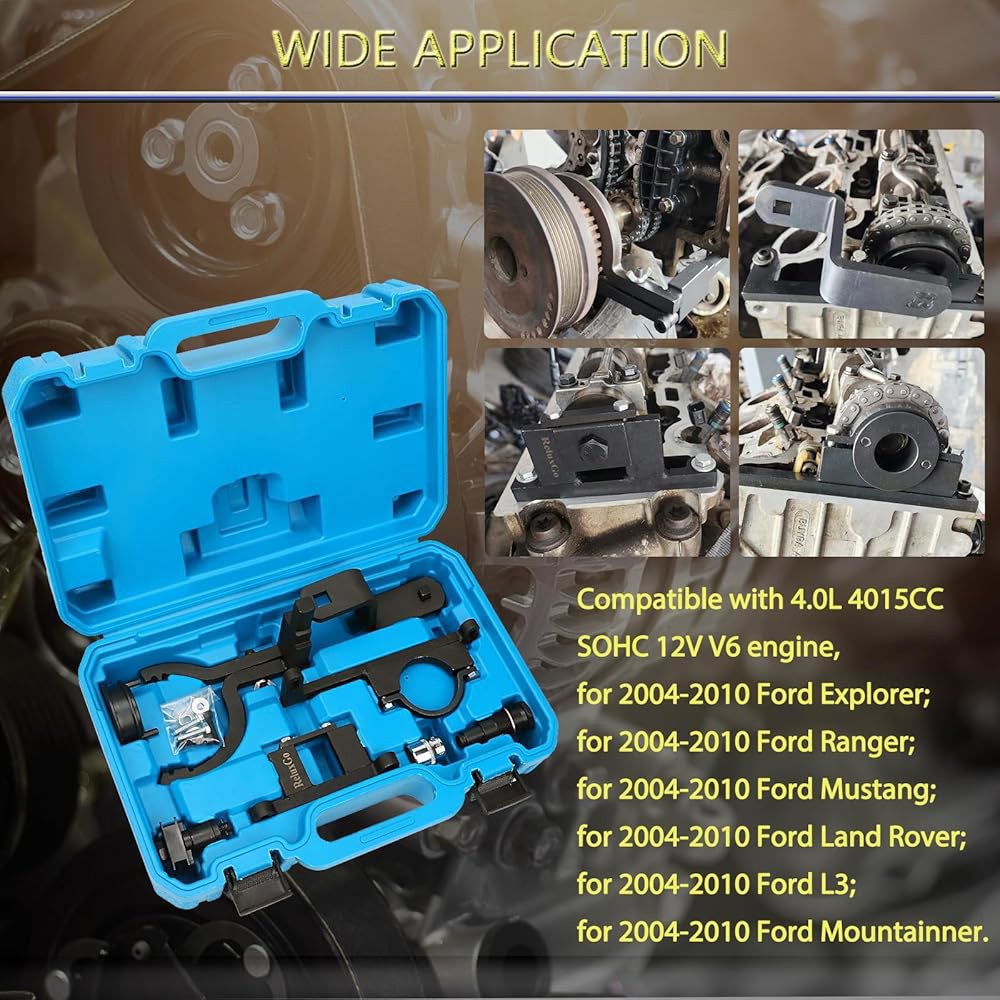 포드 랜드로버 익스플로러 머스탱 레인저 머큐리 산악인 마쓰다 L3 4.0L V6 4015CC SOHC용 릴럭스고 캠샤프트 타이밍 툴 키트, 휴대용 케이스 및 장갑 포함 - 상세 이미지 3