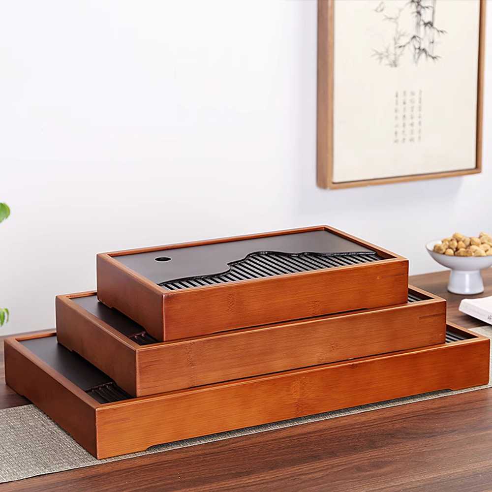 흑단목차판 고급 배수구가 트레이 받침대 다판 다도판 가정용 쟁반 다반 여요 부러운 - 상세 이미지 5
