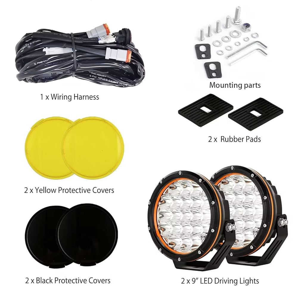 밴싯 7인치 2PCS LED 오프로드 라이트 210W 32,000LM 슈퍼 브라이트 앰버 커버 12V 24V, 픽업 트럭 SUV 오프로드용 배선 하네스 포함 - 상세 이미지 2
